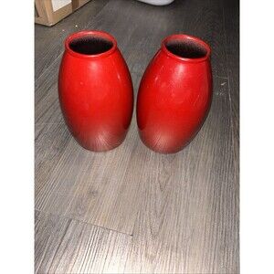 Pier 1 Imports Scheurich Amano 7.5” Oxford Red Vases Set Of 2 Ceramic